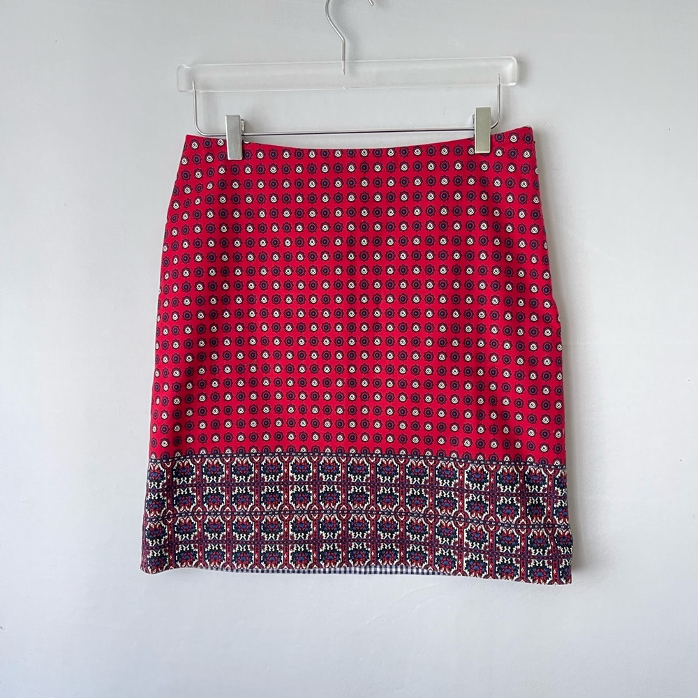Red Foulard Print Short‎ Skirt Talbots 8P